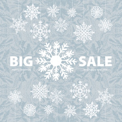 Winter sale background banner and snow.  Vector