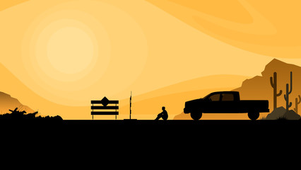 Fototapeta premium Silhouette. Road closed, road works.