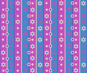Simple retro striped pattern with stars and circles