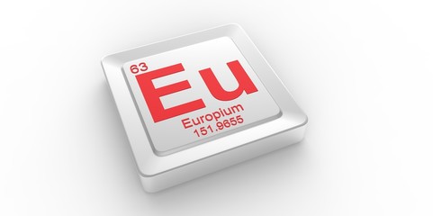 Eu symbol 63 for Europium chemical element of the periodic table