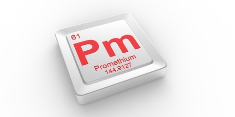 Pm symbol 61for Promethium chemical elem of the periodic table