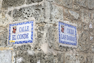 Street names in old Santo Domingo, Dominican Republic