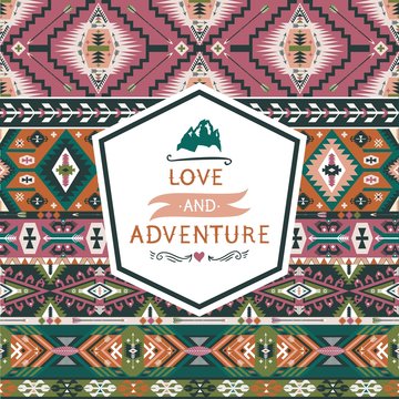 Seamless colorful decorative geometric pattern in tribal