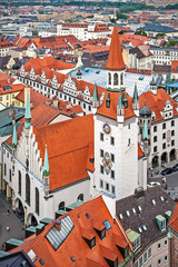 Fototapeta na wymiar Aerial view of old city hallin Munich, Bavaria, Germany