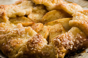 Warm apple tart close up