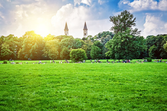 English Garden In Munich, Bayern, Germany