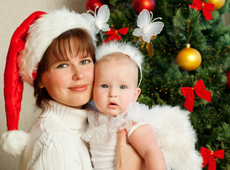 Mom and daughter celebrate Christmas