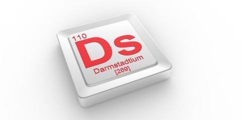 Ds symbol110for Darmstadtium chemical elem of the periodic table