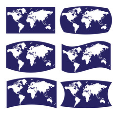 blue and white various view on map of world eps10