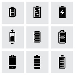 Vector black batery icon set