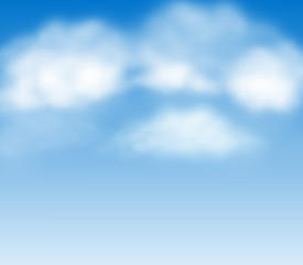 Blue summer sky with white fluffy clouds vector 