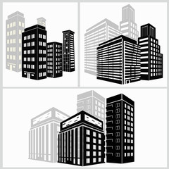 Building Icons Set. Vector illustration. Simplus series