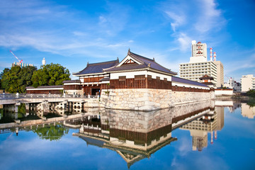 Fototapeta premium Entrance at Hiroshima castle . Hiroshima, Japan.