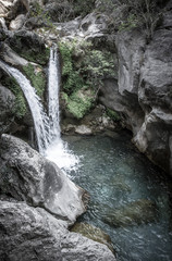 Sapadere Canyon and waterfall. Alanya, Turkey. tinted