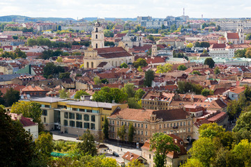 Fototapeta na wymiar Top view panorama of Vilnius old town