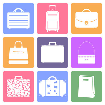 Bags icons, flat design vector