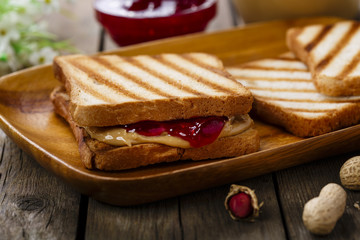 peanut butter sandwich with jam