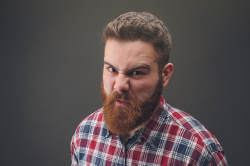 Fototapeta premium Angry bearded man portrait
