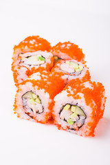 sushi roll in tobiko