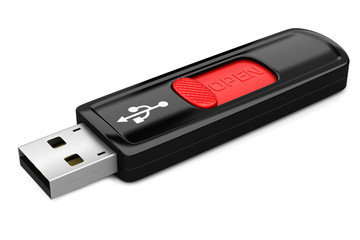 Black USB flash drive isolated