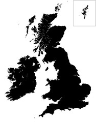 High detail map of Great Britain and Ireland
