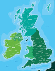 Color map of Great Britain and Ireland
