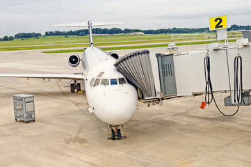 Airliner Loading or Unloading Passengers