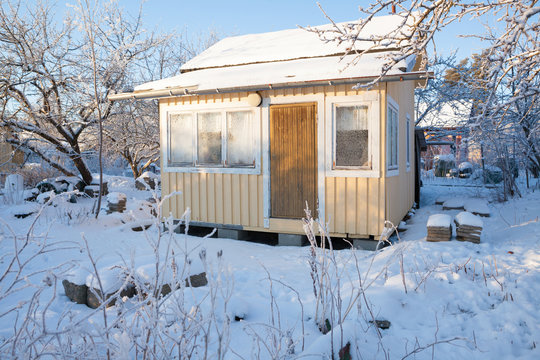 Small cabin at winter