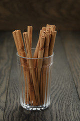 true cinnamon sticks in glass