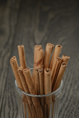 true cinnamon sticks in glass