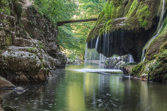Bigar Cascade Falls in Beusnita Gorges National Park, Romania