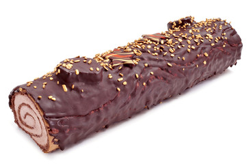 yule log cake, traditional of christmas time