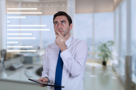 Businessman looking at charts