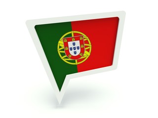 Bubble speech with the flag of Portugal.