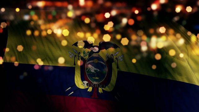 Ecuador Flag Light Night Bokeh Abstract Loop Animation