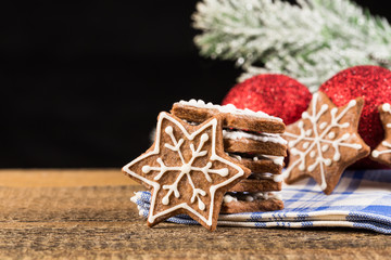 Christmas decoration with gingerbread cookies