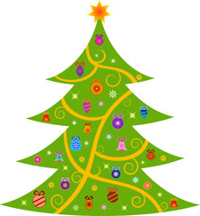 Green Christmas Tree Illustration