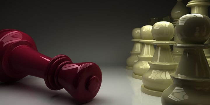 Chess King fell in front of pawns