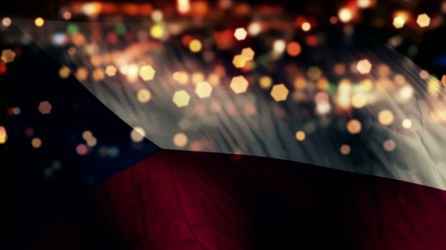 Czech Republic Flag Light Night Bokeh Abstract Loop Animation