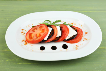 Eggplant salad with tomato and feta cheese
