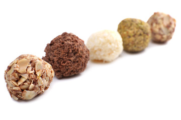 Delicious chocolate candy isolated on white