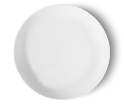 One Isolated White Porcelain Plate Top View