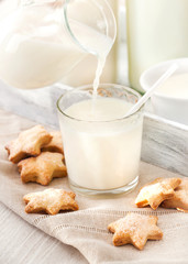 Milk pouring into the glass