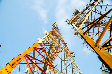Telecommunication mast TV antennas