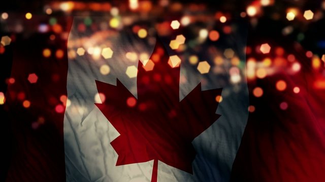 Canada Flag Light Night Bokeh Abstract Loop Animation