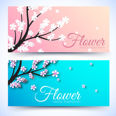 floral branch horizontal banners concept. Vector illustration de