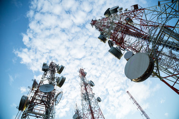 Telecommunication mast TV antennas