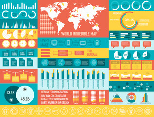 big business flat infographic elements set for design on blurred