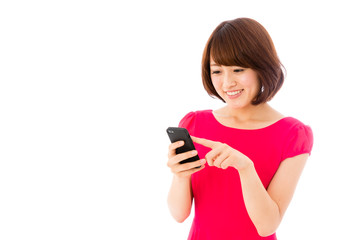 Fototapeta premium attractive asian woman on white background