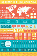 big business flat infographic elements set for design on blurred
